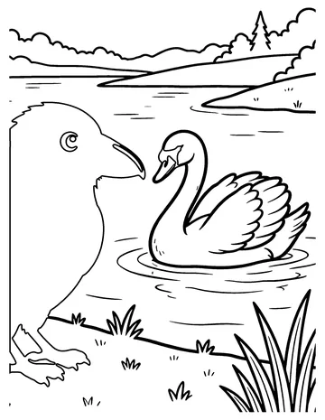 The Raven and the Swan coloring page