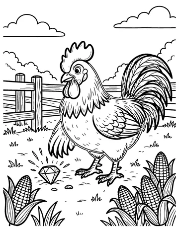 The Rooster and the Jewel coloring page