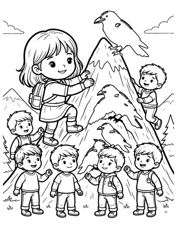 The Seven Ravens coloring page