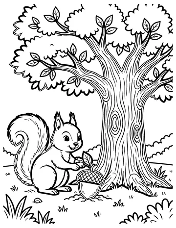 The Squirrel and the Acorn coloring page