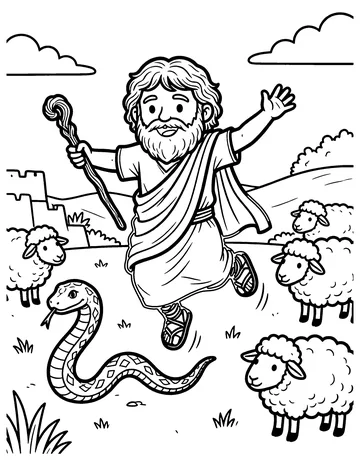 The Staff Becomes a Snake coloring page