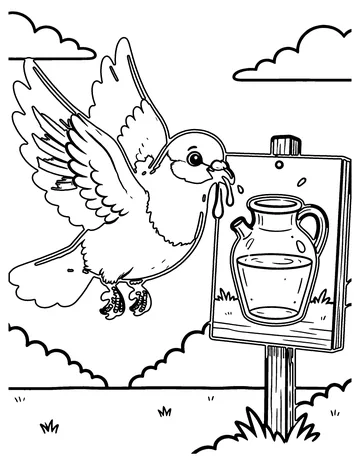 The Thirsty Pigeon coloring page