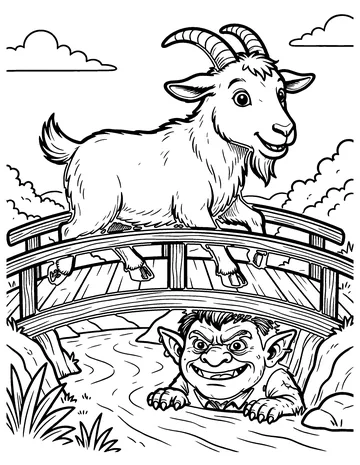 The Three Billy Goats Gruff coloring page