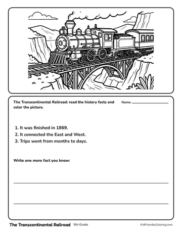 The Transcontinental Railroad coloring page