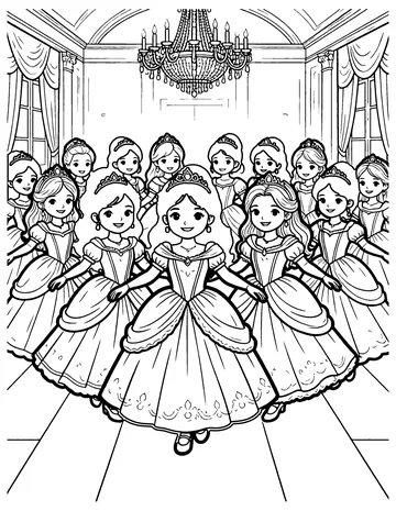 The Twelve Dancing Princesses coloring page