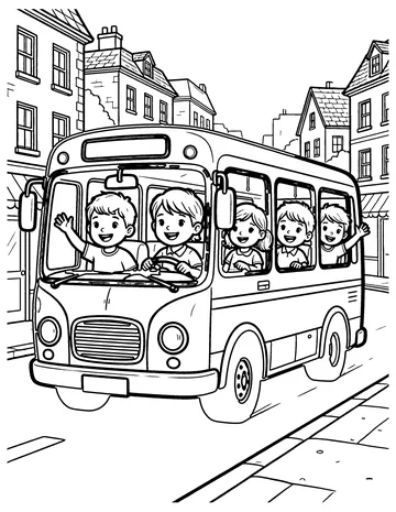 The Wheels on the Bus coloring page