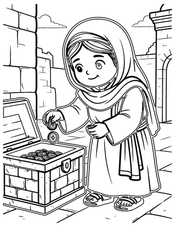 The Widow's Two Coins coloring page