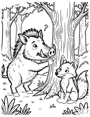 The Wild Boar and the Fox coloring page