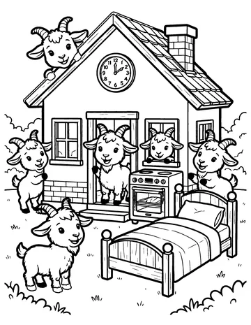 The Wolf and the Seven Little Kids coloring page