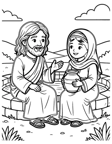 The Woman at the Well coloring page