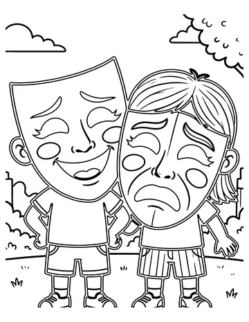 Theater Masks coloring page