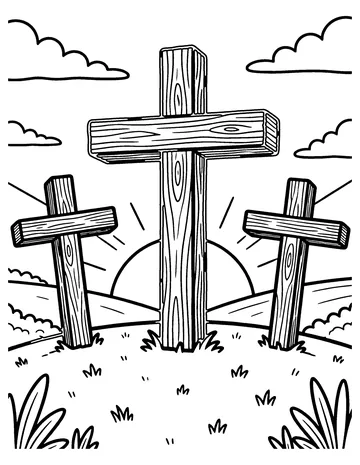Three Crosses on the Hill coloring page