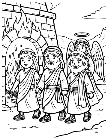 Three Friends in the Furnace coloring page