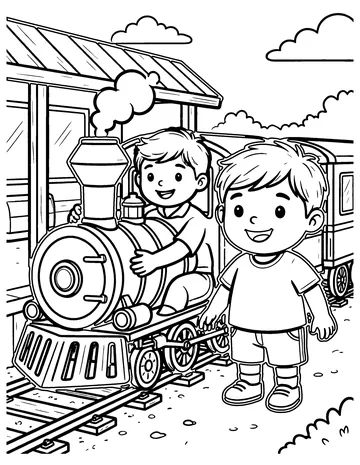 Toy Train Station coloring page