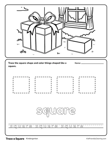 Trace a Square coloring page