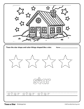Trace a Star coloring page