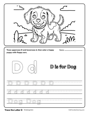 Trace the Letter D coloring page