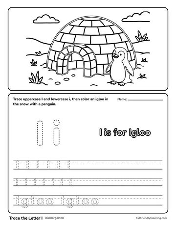 Trace the Letter I coloring page