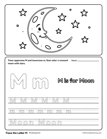 Trace the Letter M coloring page