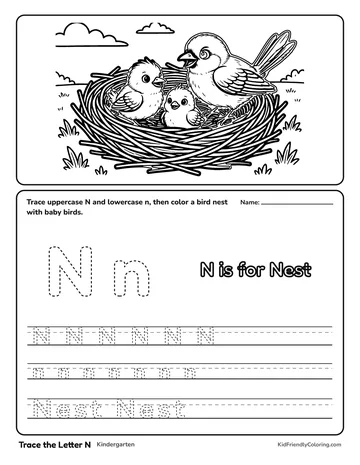 Trace the Letter N coloring page