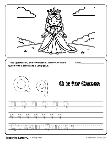 Trace the Letter Q coloring page