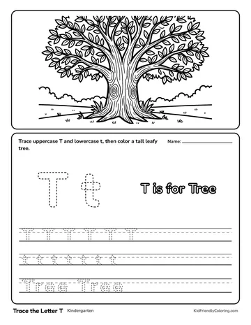 Trace the Letter T coloring page
