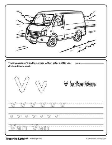 Trace the Letter V coloring page