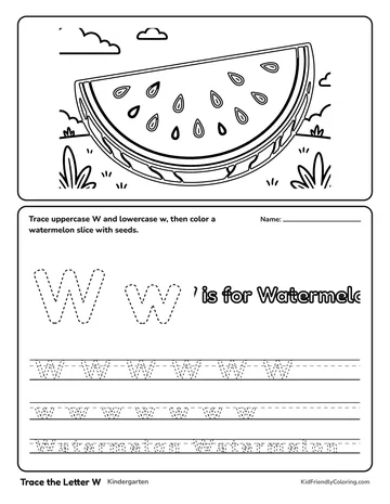 Trace the Letter W coloring page