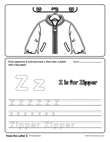 Trace the Letter Z coloring page