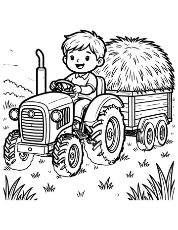 Tractor and Trailer coloring page