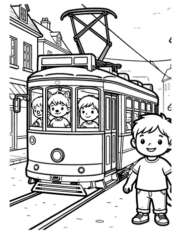 Tram coloring page