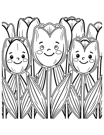 Tulips coloring page