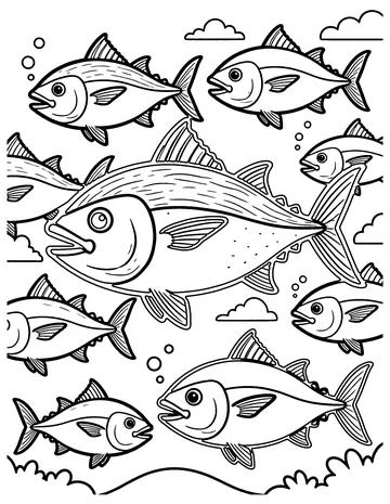 Tuna School coloring page