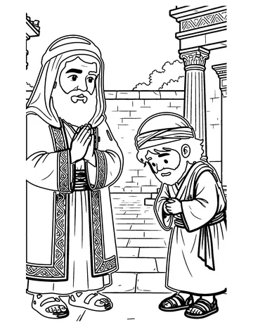 Two Men Pray coloring page