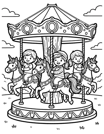 Unicorn Carousel coloring page