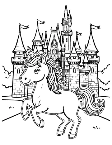 Unicorn Castle coloring page
