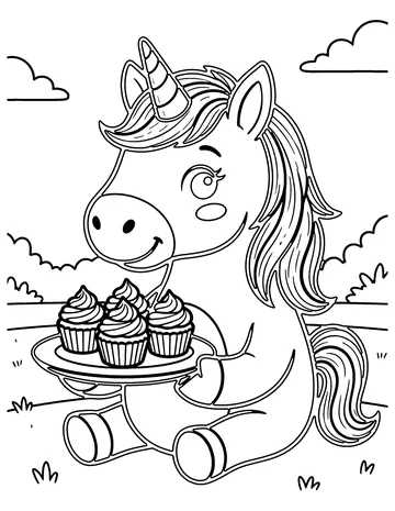 Unicorn Cupcakes coloring page