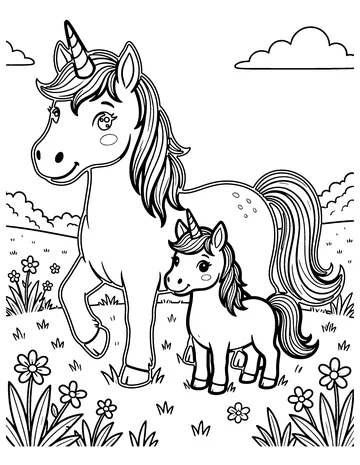 Unicorn Family coloring page