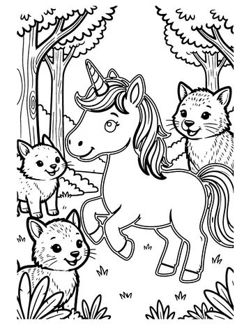 Unicorn Friends coloring page