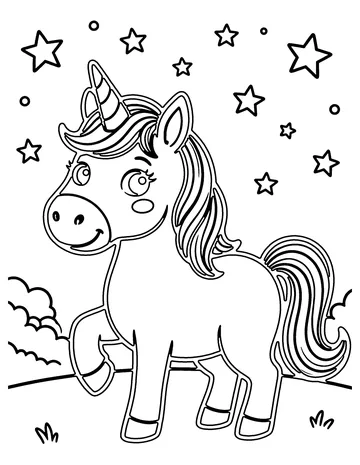 Unicorn Stars coloring page