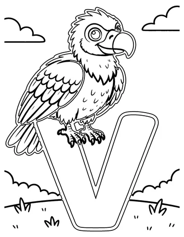 V Is for Vulture coloring page