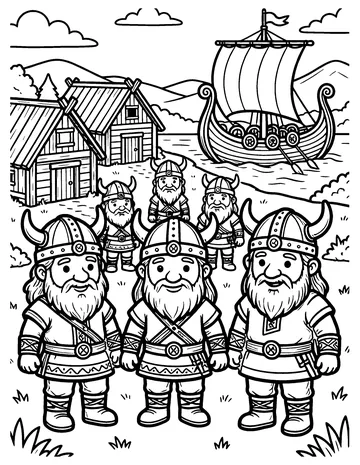 Viking Village coloring page