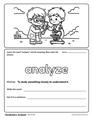 Vocabulary: Analyze coloring page