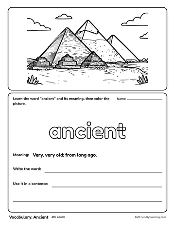 Vocabulary: Ancient coloring page