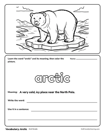 Vocabulary: Arctic coloring page