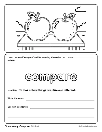 Vocabulary: Compare coloring page