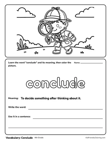 Vocabulary: Conclude coloring page