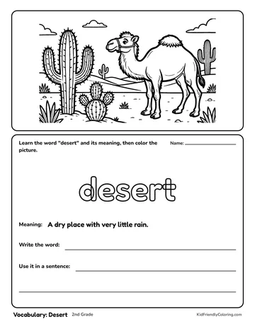 Vocabulary: Desert coloring page