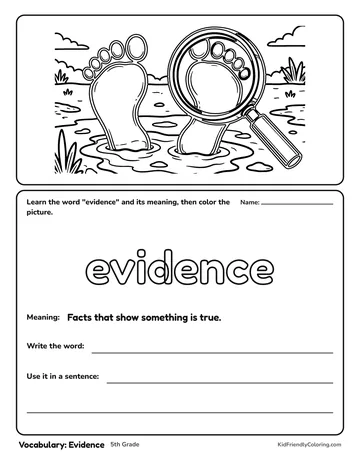 Vocabulary: Evidence coloring page