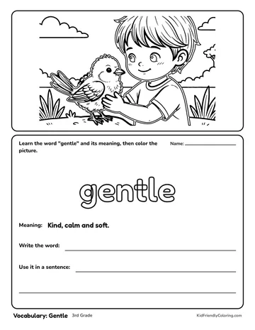 Vocabulary: Gentle coloring page